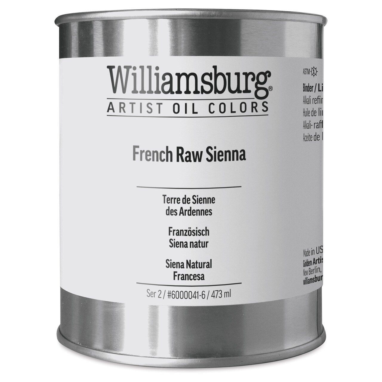 Williamsburg Handmade Oil Paint - French Raw Sienna, 16 oz can